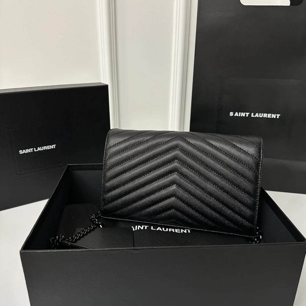 YSL Monogram Caviar WOC - Черный - 22 см