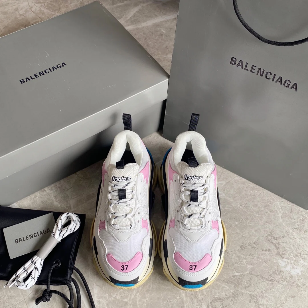 Кроссовки Balenciaga Triples Sporty Dad Shoes, белые и розовые, размер 1