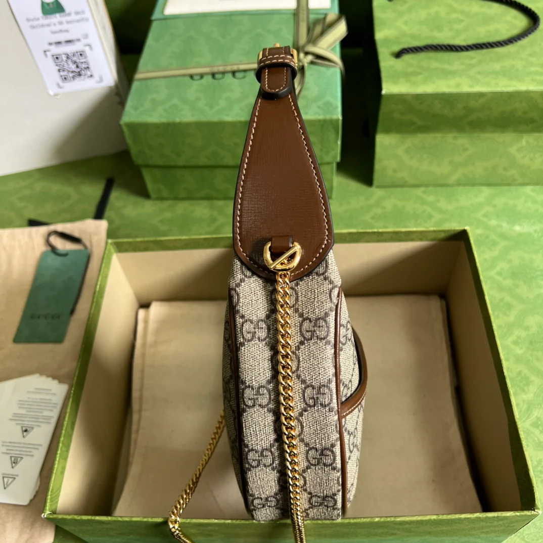 Сумочка Gucci в форме полумесяца - Мини - Коричневая