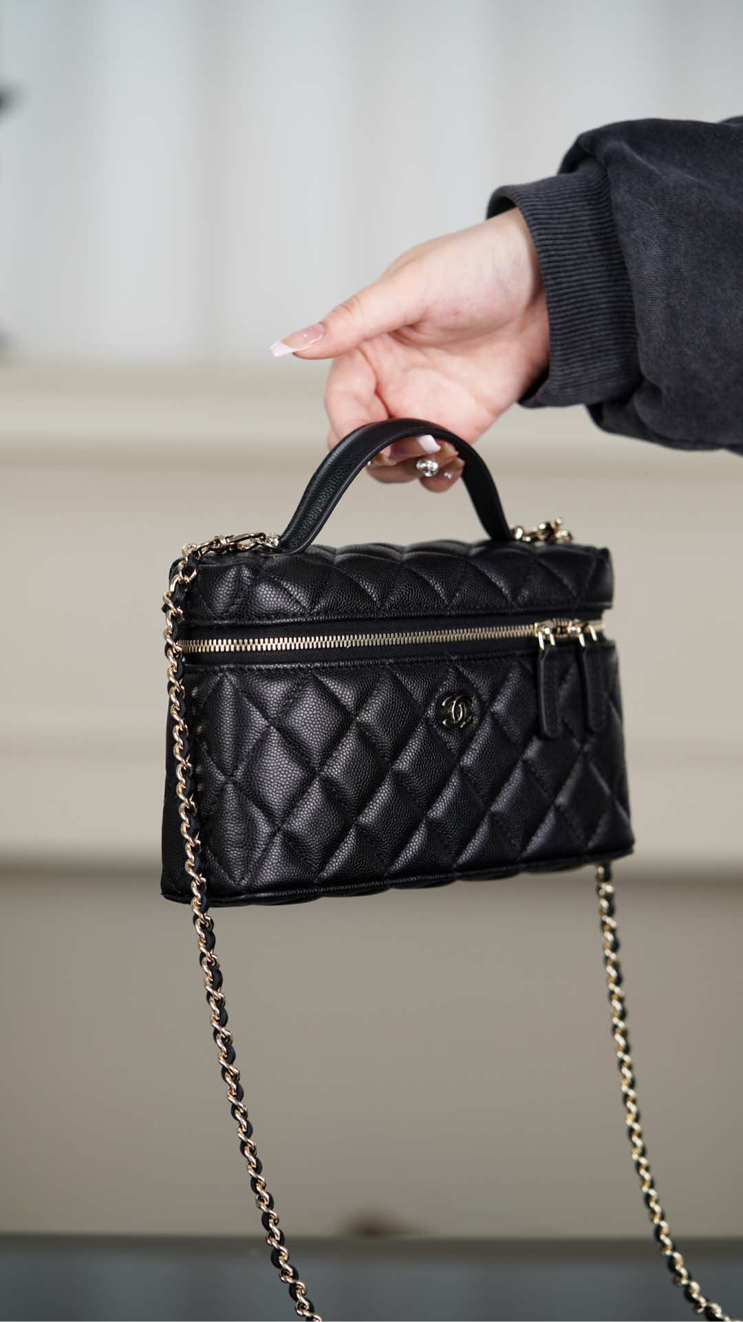 Сумка-ланчбокс Chanel 25c Lychee Beef - черно-золотая