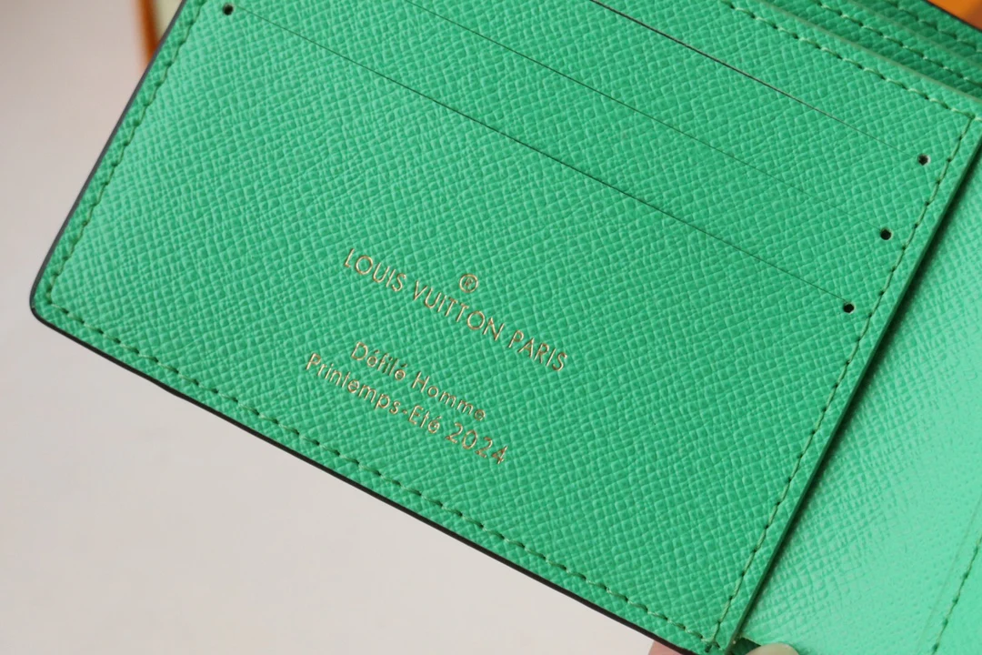 LV-m40452-Осенне-зимний новый короткий кошелек-зеленый в клетку