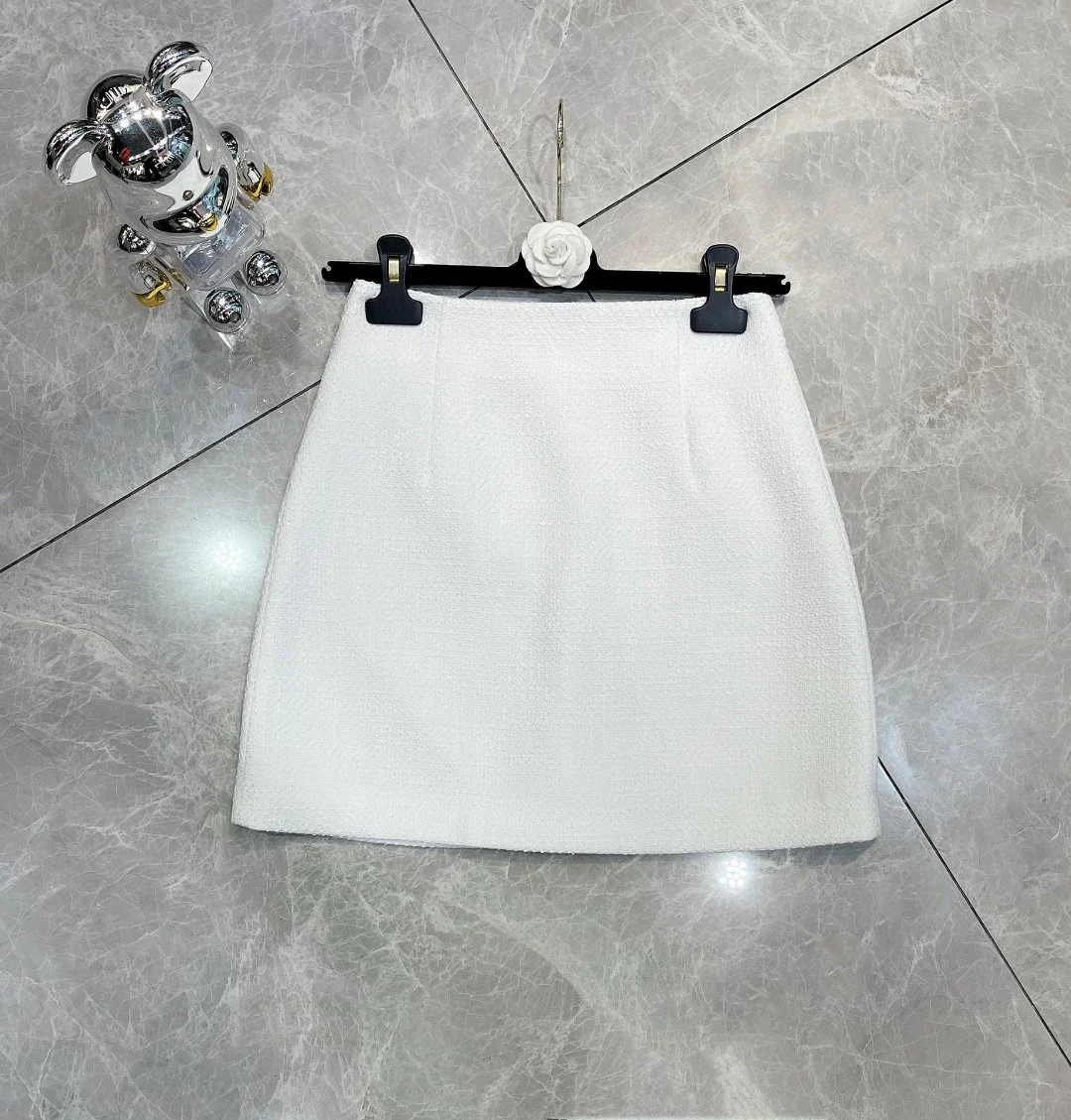 Chanel - 2403 - Элегантная твидовая юбка от костюма - Белая