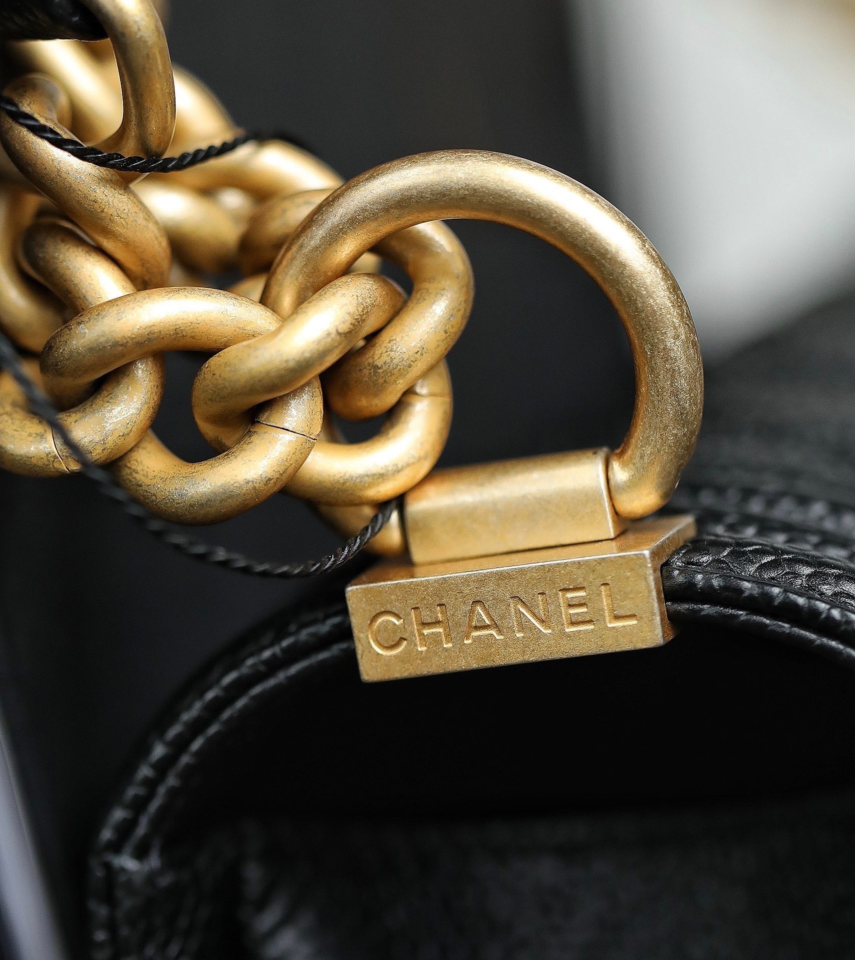 Chanel Le Boy Crystal Diamond Pattern Caviar - Medium - Black Gold