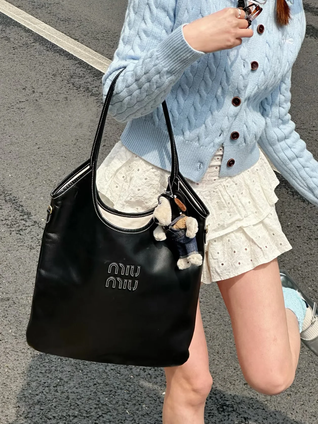 Сумка-тоут Miu Miu-5bq231m980-??? Большая, черная кожа