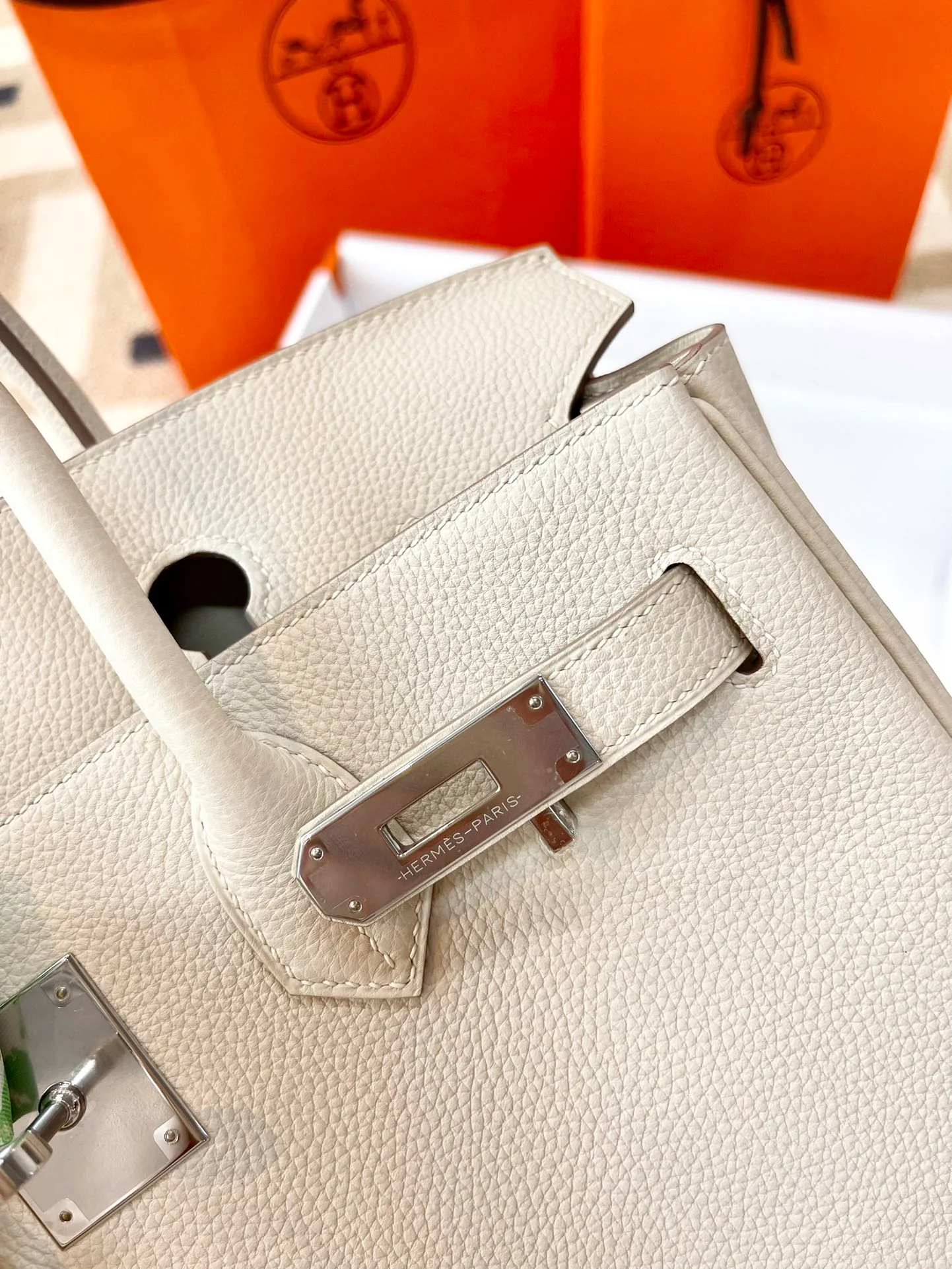 Hermes Birkin 30 Togo Milkshake White Silver Buckle