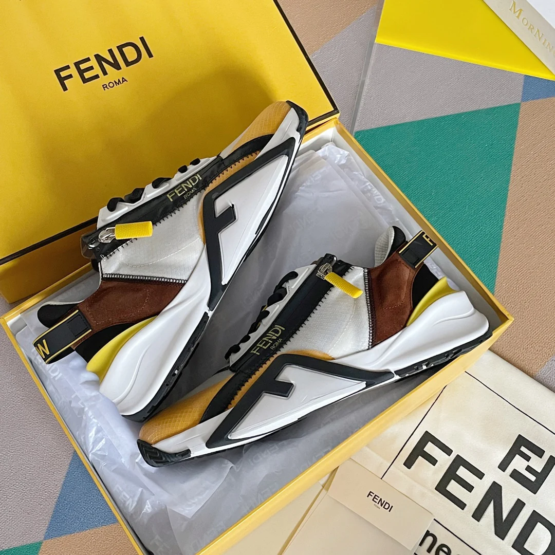 Fendi - Повседневные кроссовки - Белые и желтые