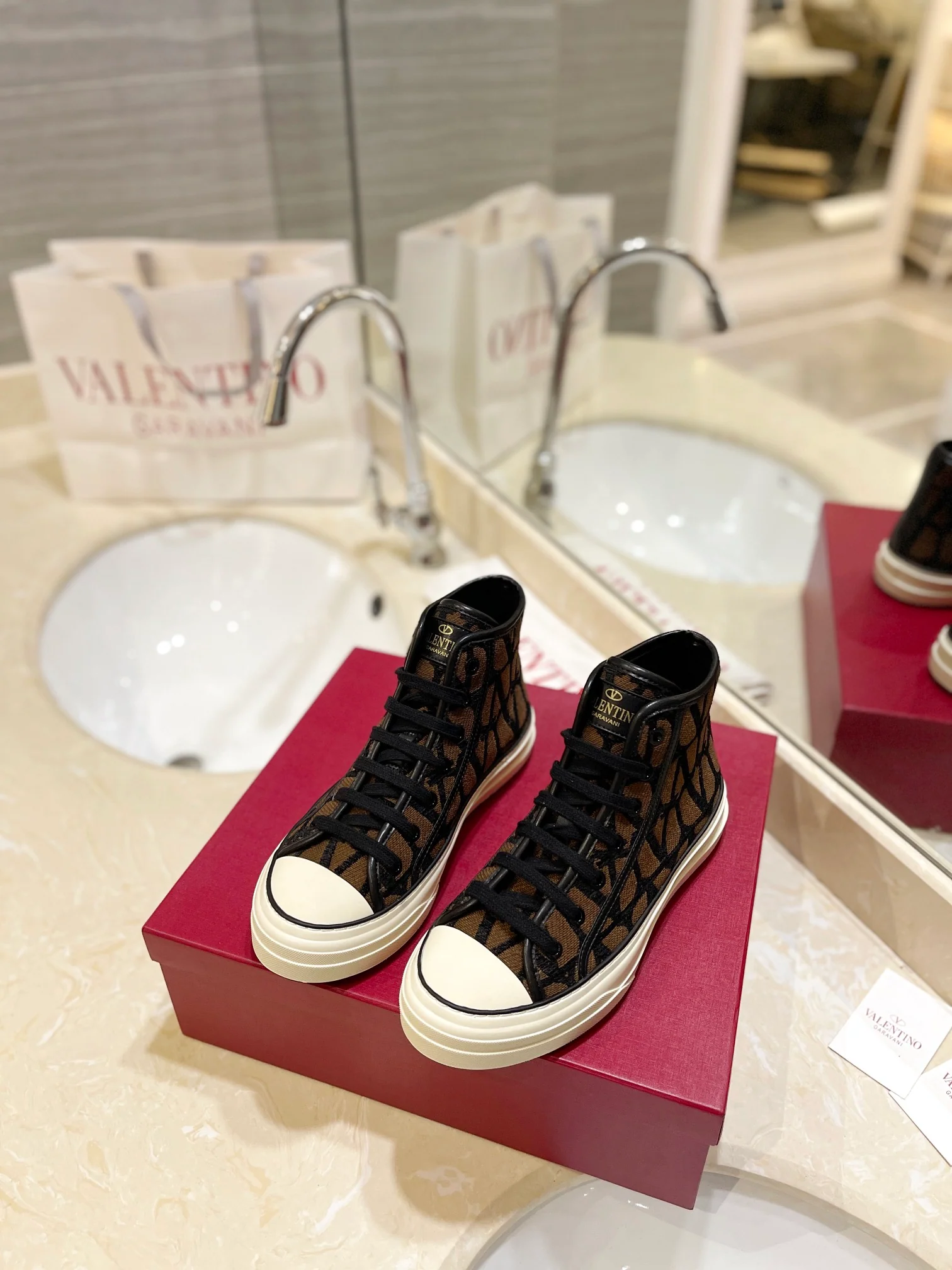 Кед Valentino средней высоты из парусины, повседневная обувь унисекс, кофейно-коричневый цвет.