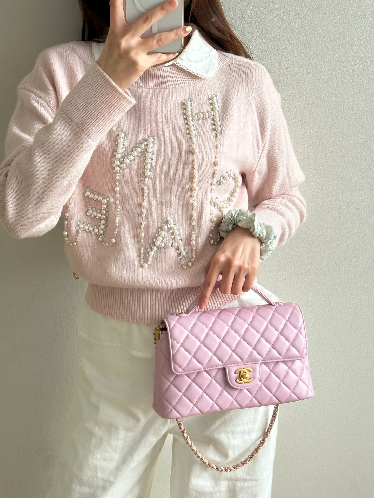 Сумка с ручкой и клапаном, 25 пенсов, большой размер - розовая