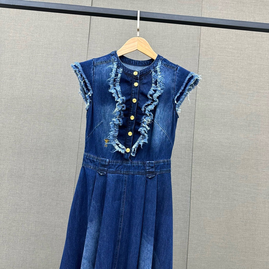 Dior 2403 - Элегантный джинсовый комбинезон с оборками