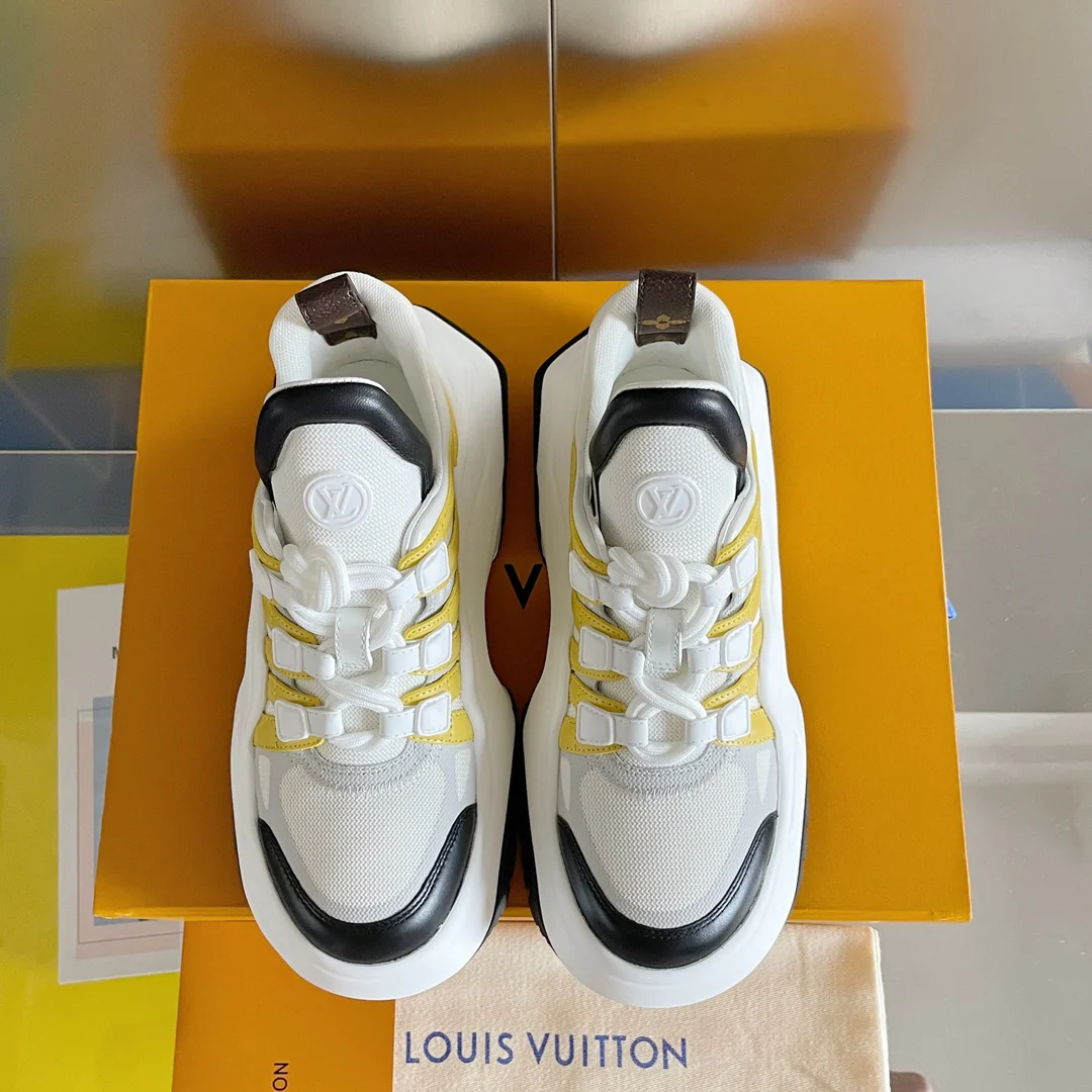 Новинка LV 2023 года - Серия Archlight 2-0 на платформе - Кроссовки/?папины кроссовки? - Бело-желтые