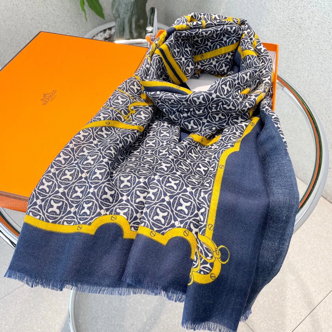 Кашемировый шарф Hermes с принтом - 100 см - 200 см - 100 см - Кашемир премиум-класса
