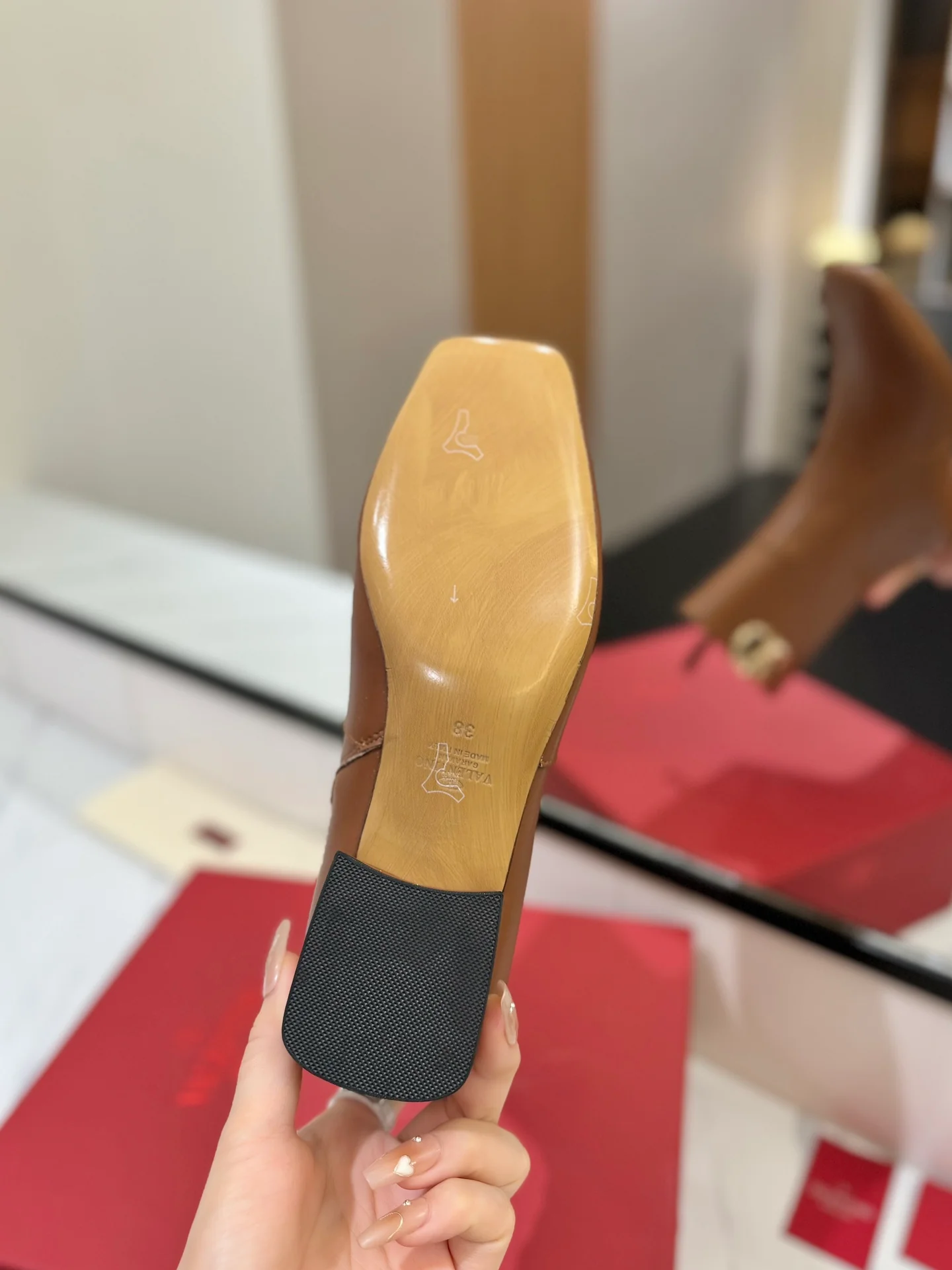 Ботильоны Valentino 2024 из кожи - Кофейно-коричневый - 1