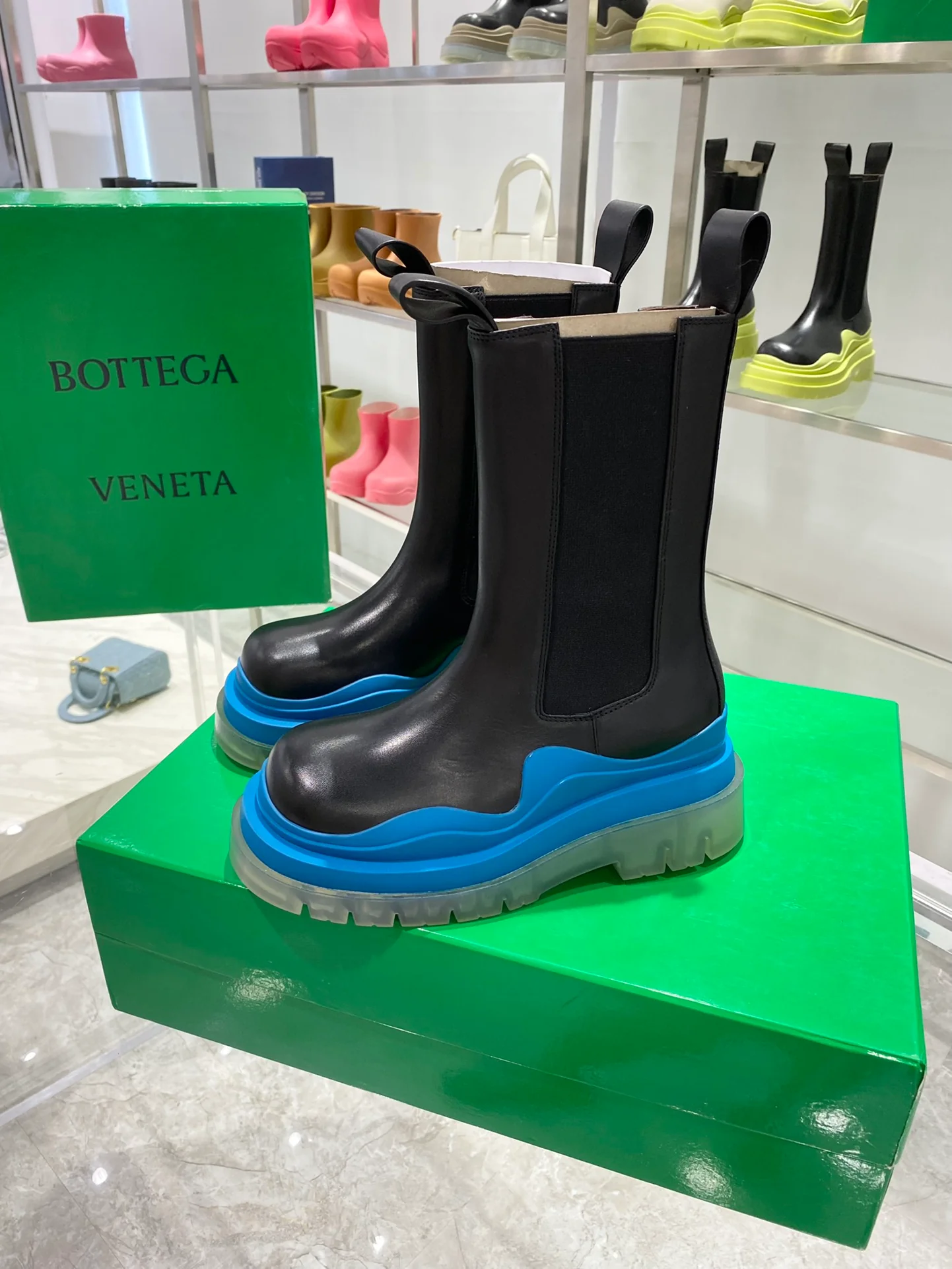 Обувь BV - BV - синяя подошва - до середины икры - ботинки Martin на платформе