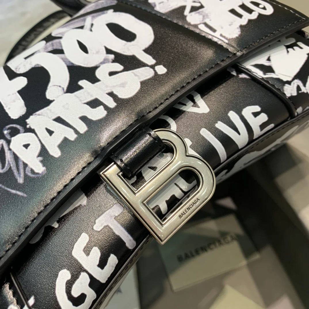 Сумка Balenciaga Hourglass - Black Plain Graffiti