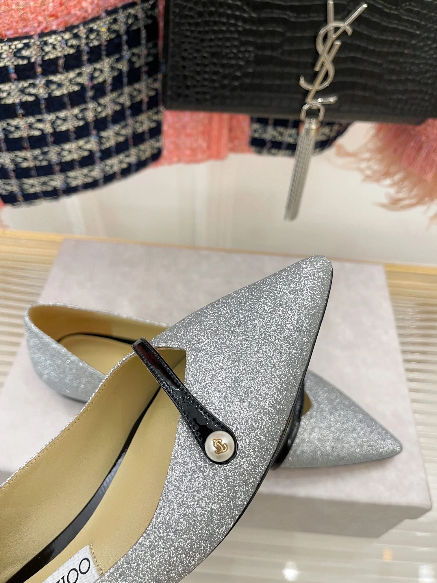 Классические жемчужные балетки Jimmy Classic Pearl Flats - серые