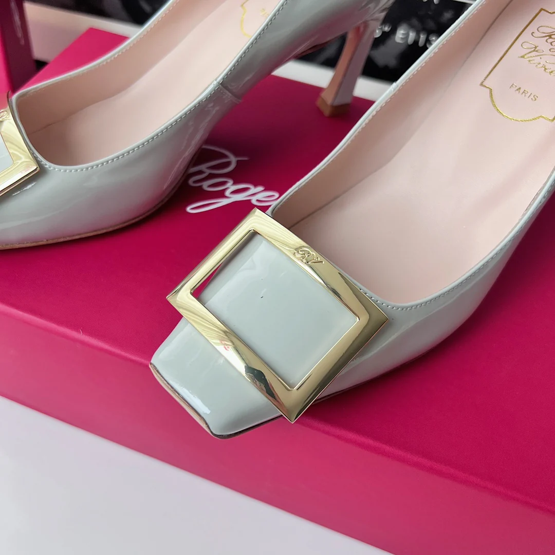 Туфли RV - классические туфли на высоком каблуке - 7-5 см - серо-голубые