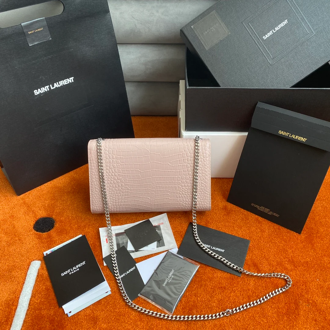 Сумка YSL Kate с цепочкой и крокодиловым принтом - средний размер