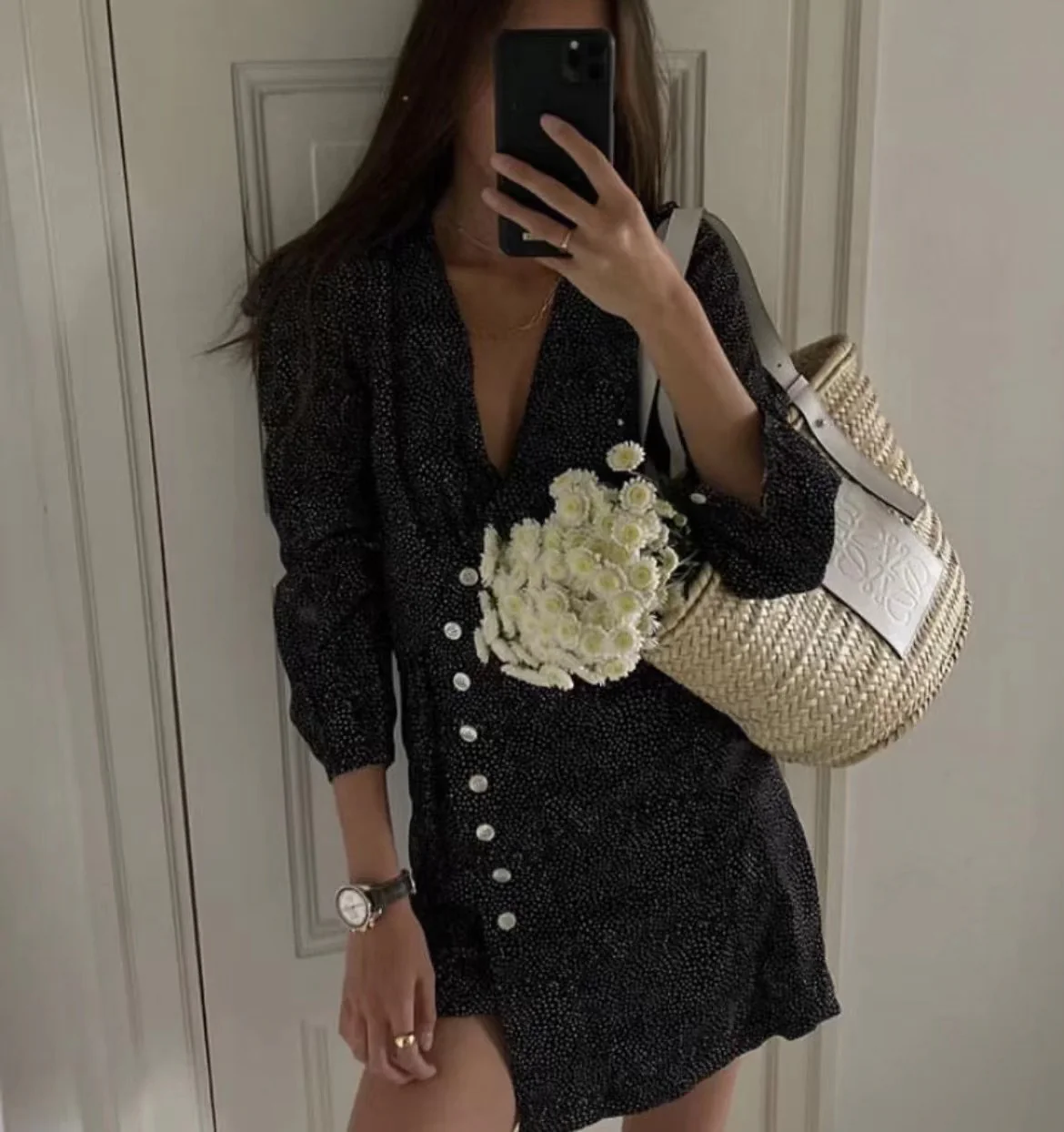 Соломенная сумка Loewe - 40 см - Большая - Кремово-белая