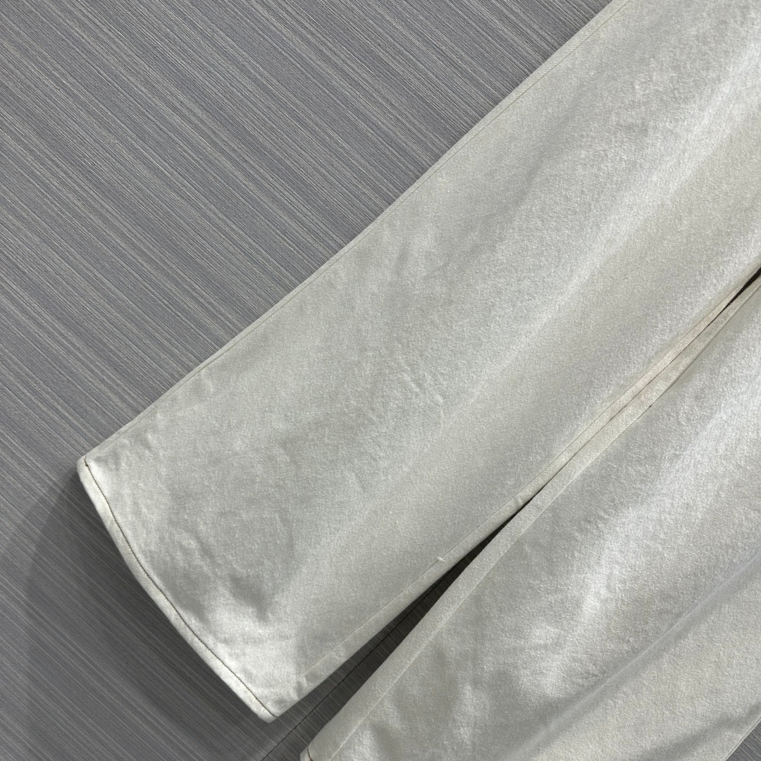 Miu Miu - 2404 - 24 Весна/Лето Новинка Ретро Натуральный хлопок Белые джинсы