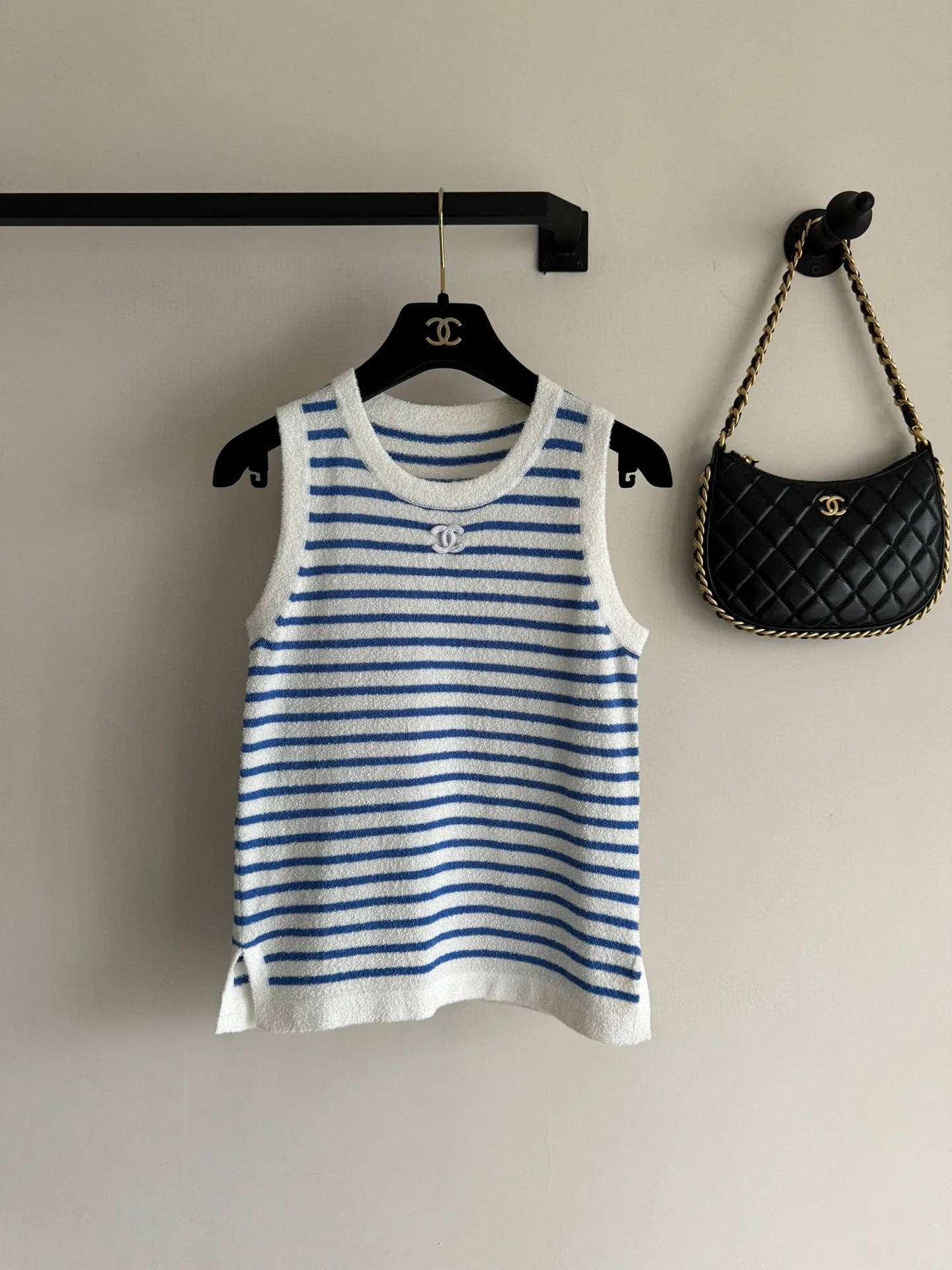 Полосатый жилет в стиле Chanel - 2403 - Новая модель - Синий