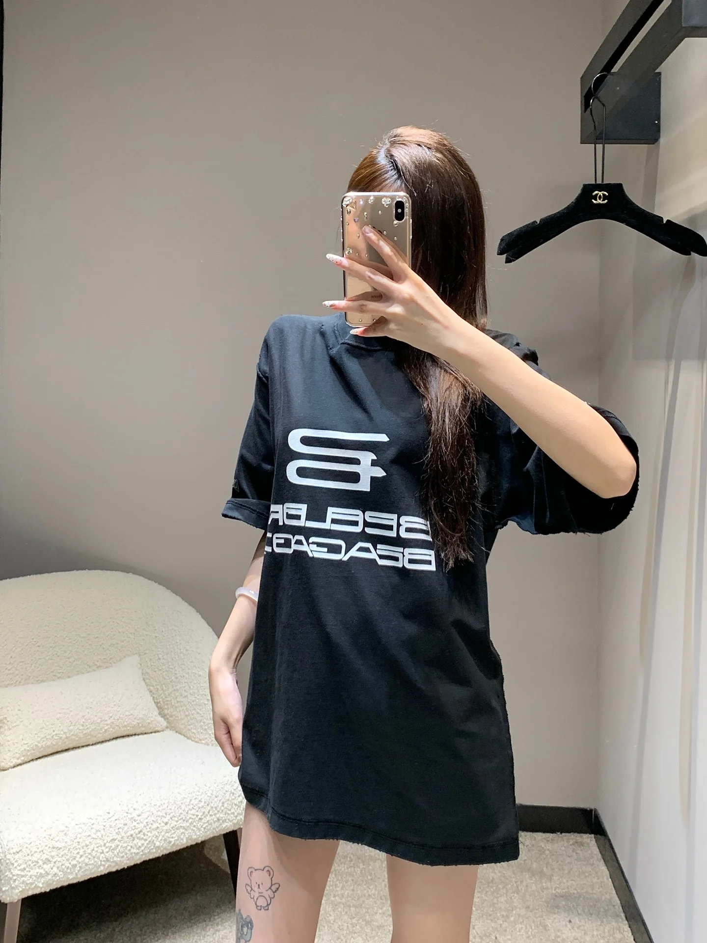 Balenciaga 2404-24ss Весна/Лето Новая футболка с коротким рукавом и круглым вырезом, с принтом AI Synthetic Print Letter - Черная