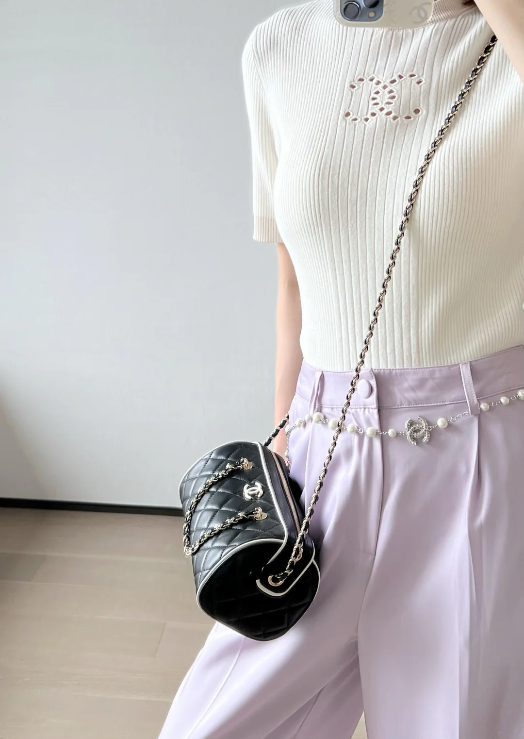 Мини-шар для боулинга из овечьей кожи, весенне-летний, 25 пенсов, с черно-белыми краями.