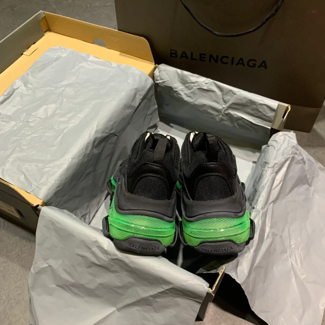 Li Shi - Dad Shoes - Air Cushion Sole - Black and Green