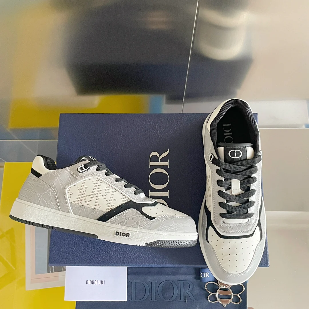 Кроссовки Dior B27 Series - с каменным рисунком - парный стиль - серые