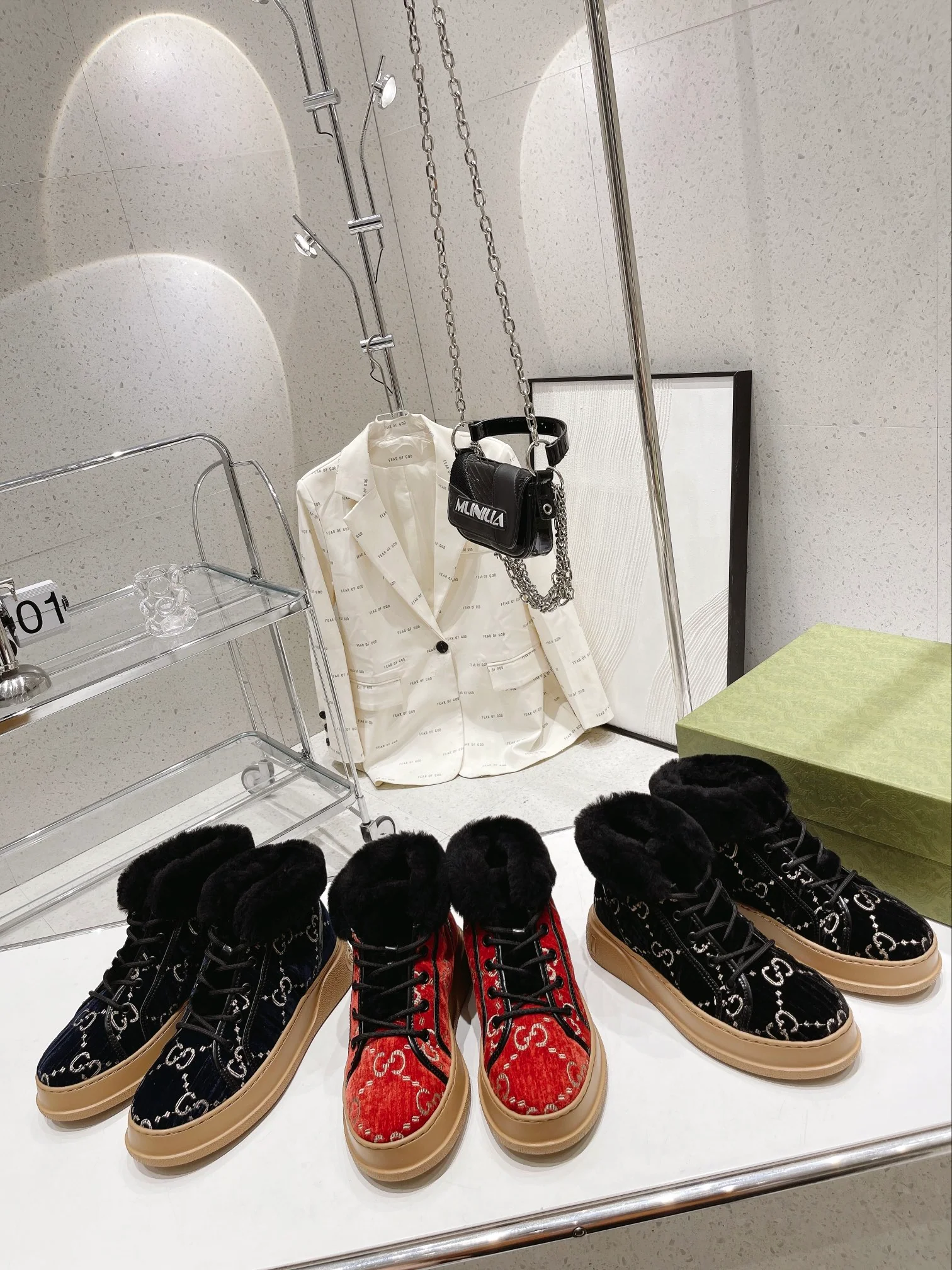 Gucci - Шерстяные низкие зимние сапоги - Красные