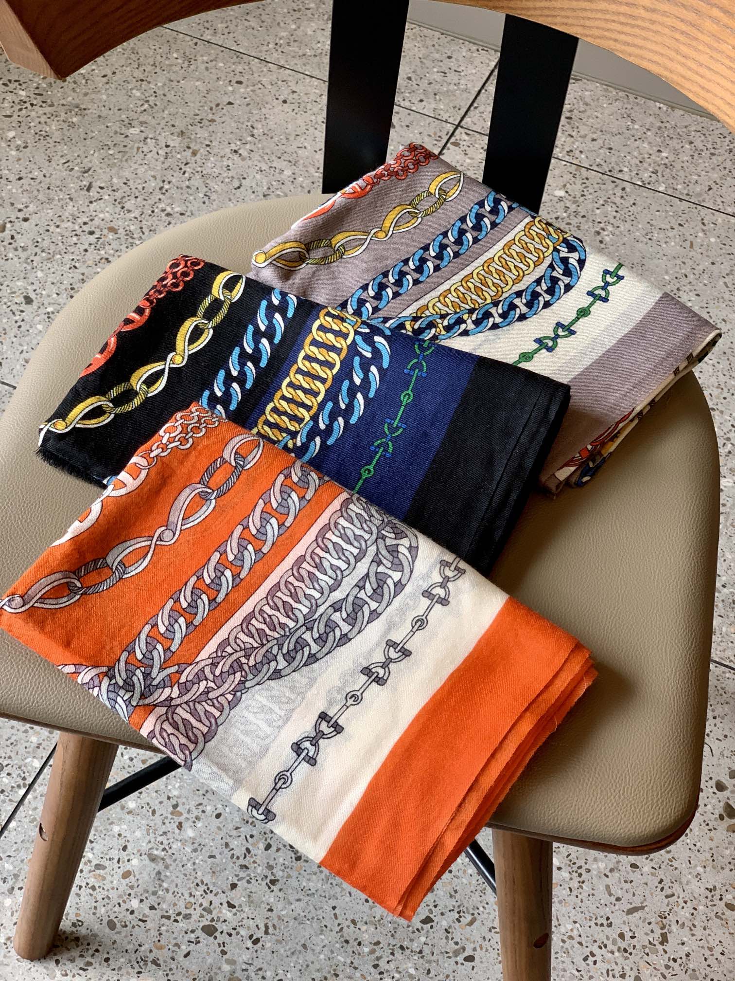 Шарф-цепочка Hermes - 100-200 см - 100 см - высококачественный кашемир - 1