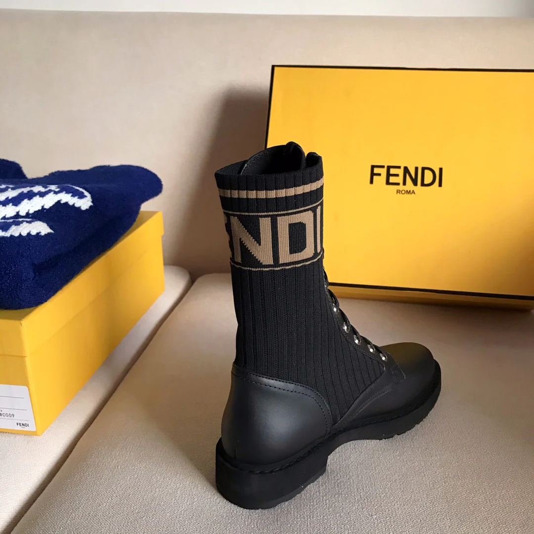 Fendi - Ботинки-носки до середины икры - Черные