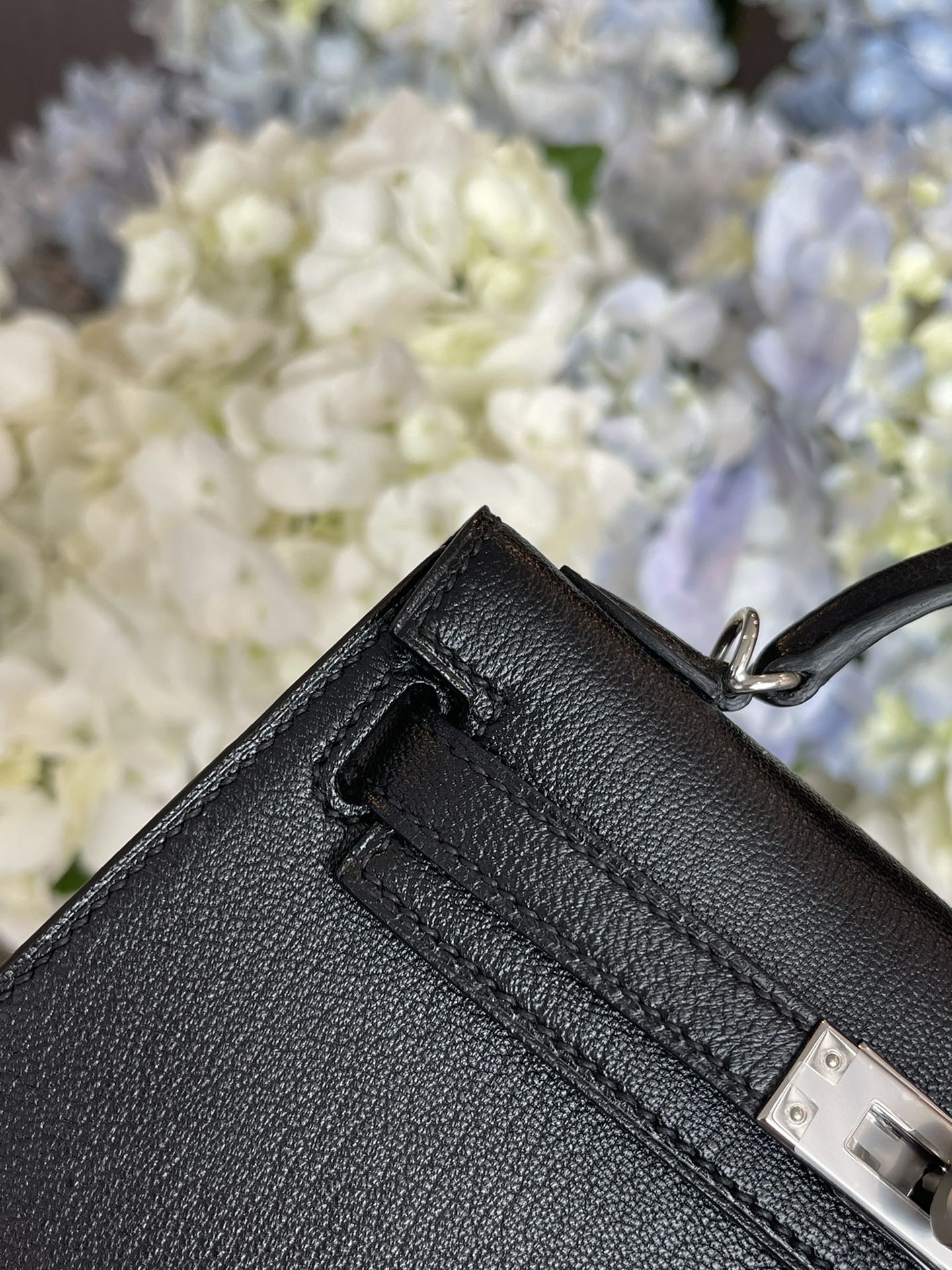 Hermes Kelly Mini 2nd Generation Epsom Black Silver Buckle 1