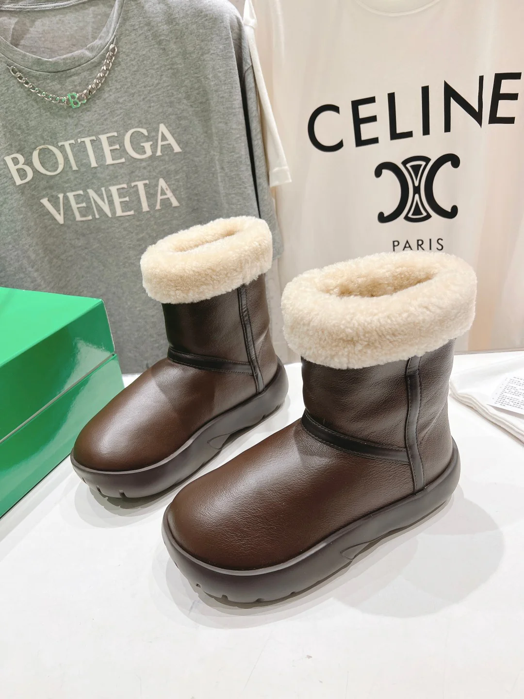 Шерстяные зимние сапоги BV-2024 - темно-коричневые