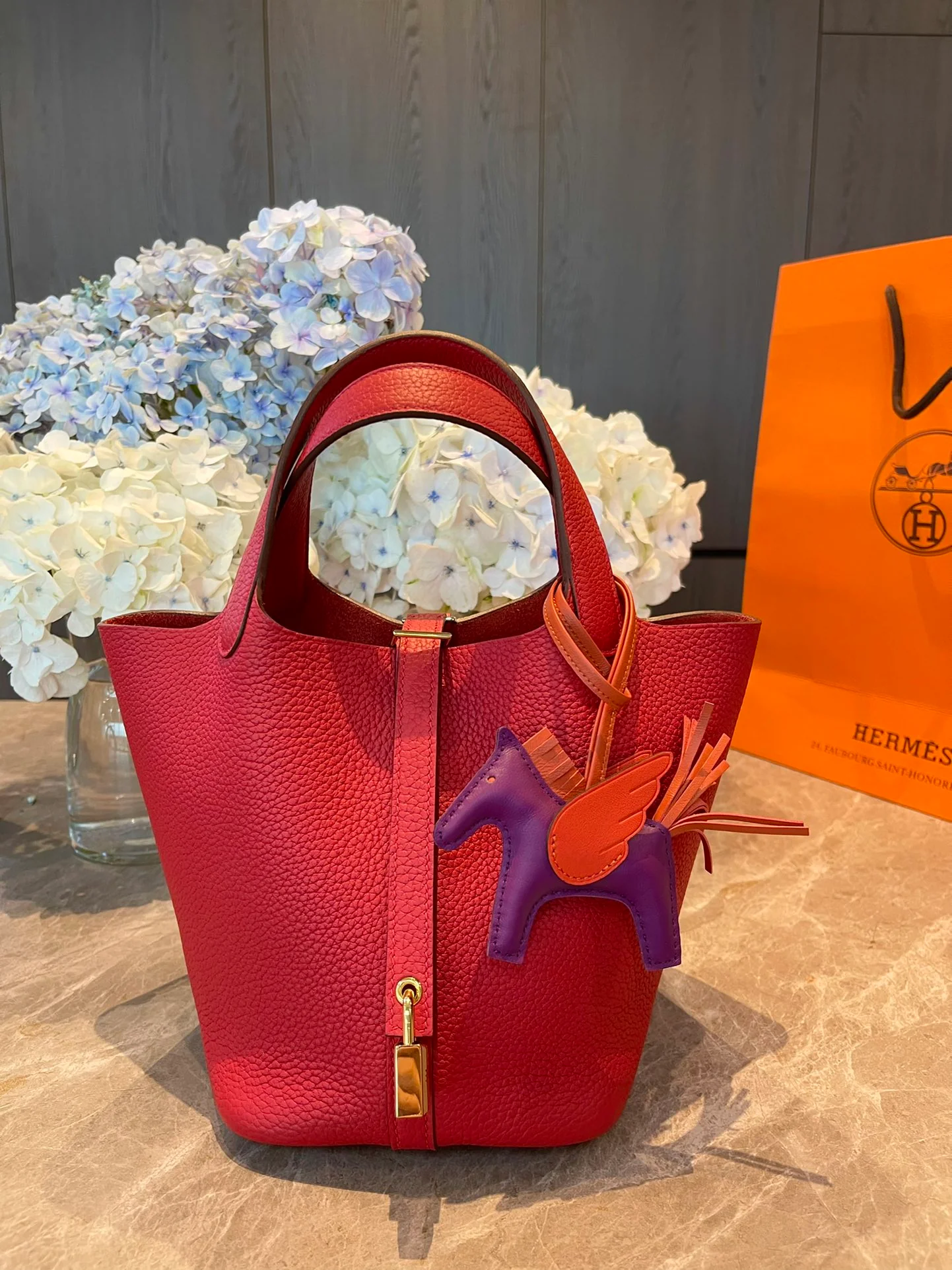 Пряжка Hermes Picotin 18tc Flag Red Gold