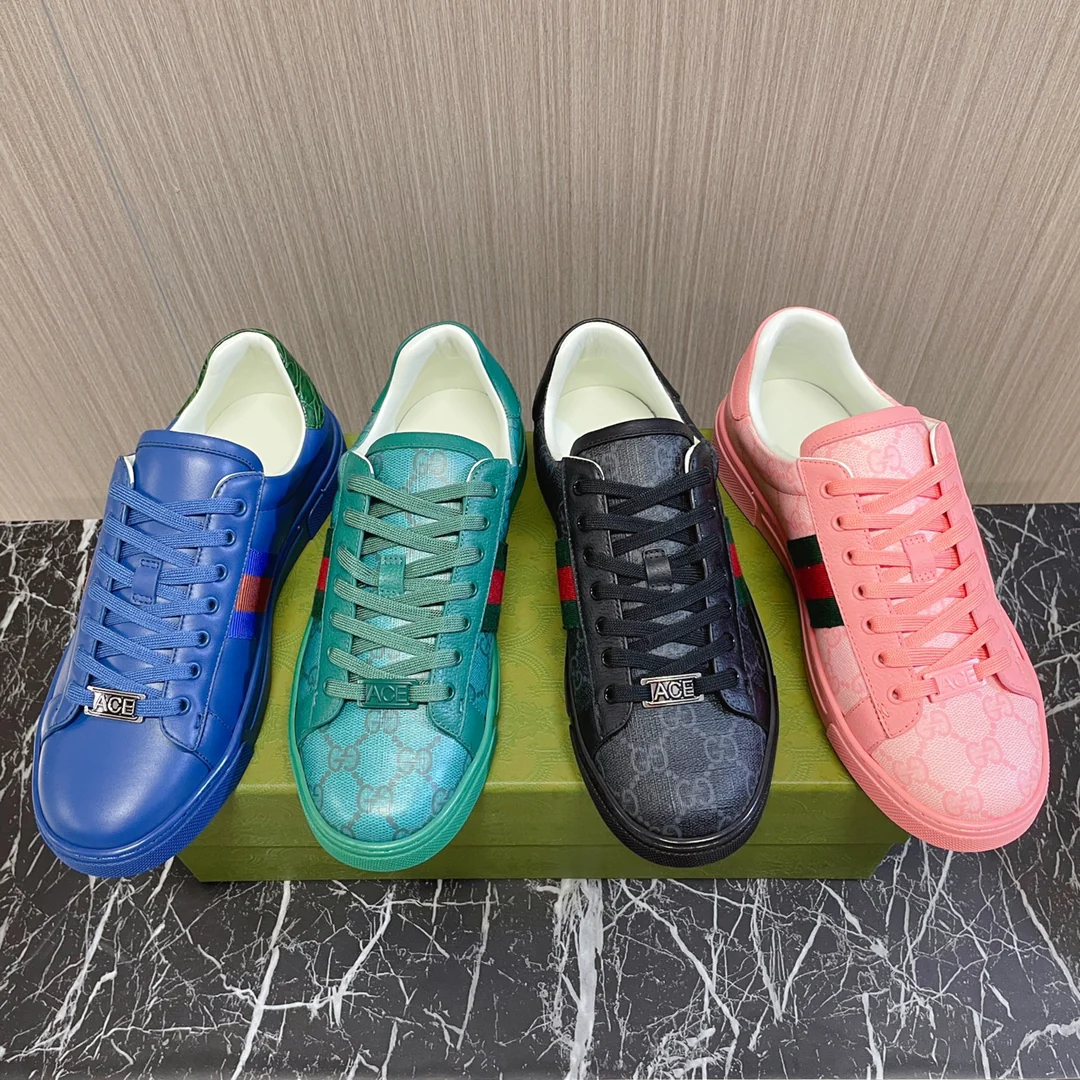 Классические кожаные кроссовки Gucci на плоской подошве - унисекс - розовые