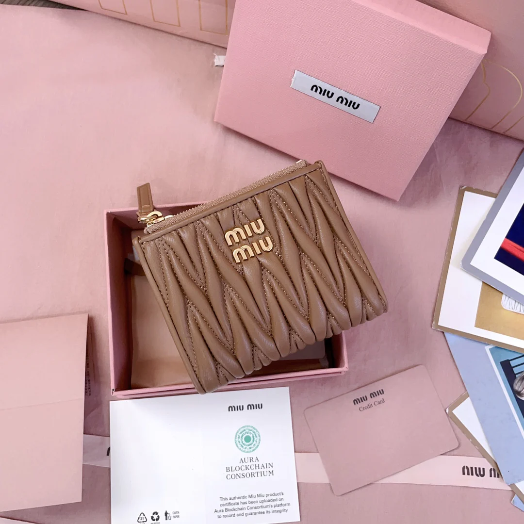 Miu Miu-5mv017-карманный-кошелек-маленький-кошелек-карточный-коричневый