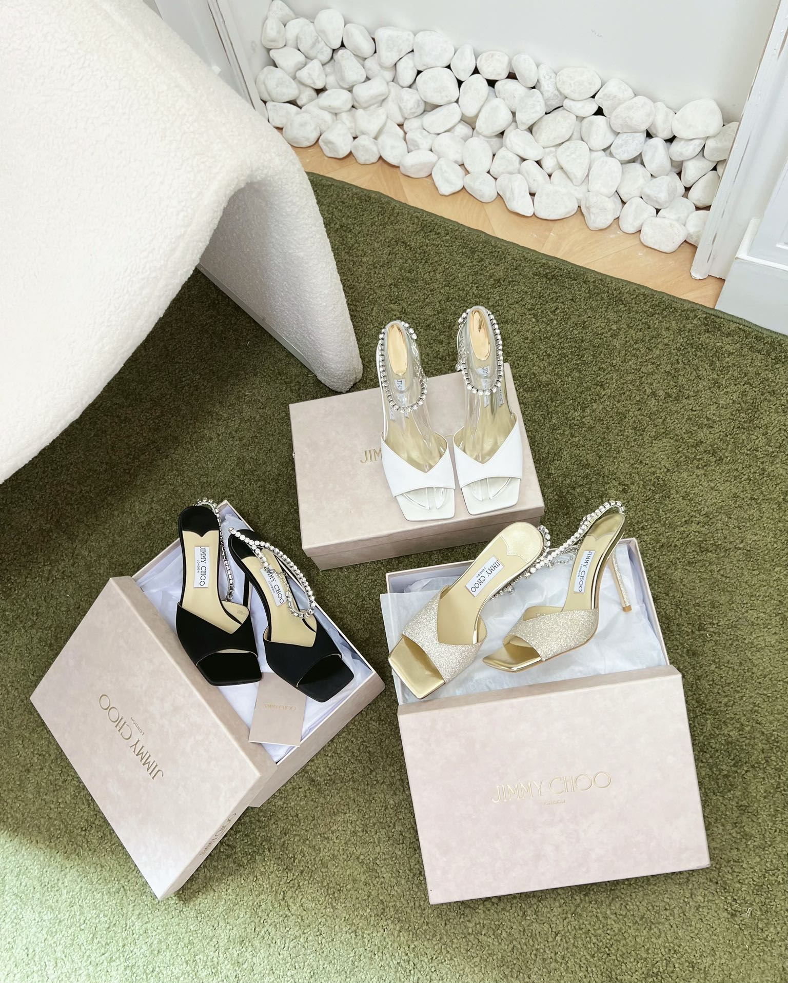 Jimmy - Новинка сезона весна/лето 2023 - Босоножки на высоком каблуке с открытым носком - Белые