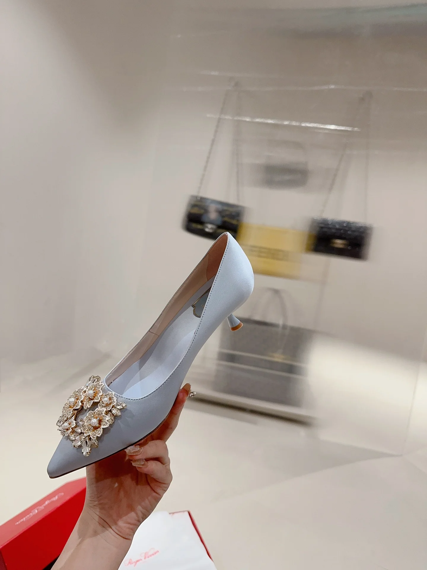 Туфли с квадратным носком и пряжкой - 2024 - Высокие каблуки - Синие