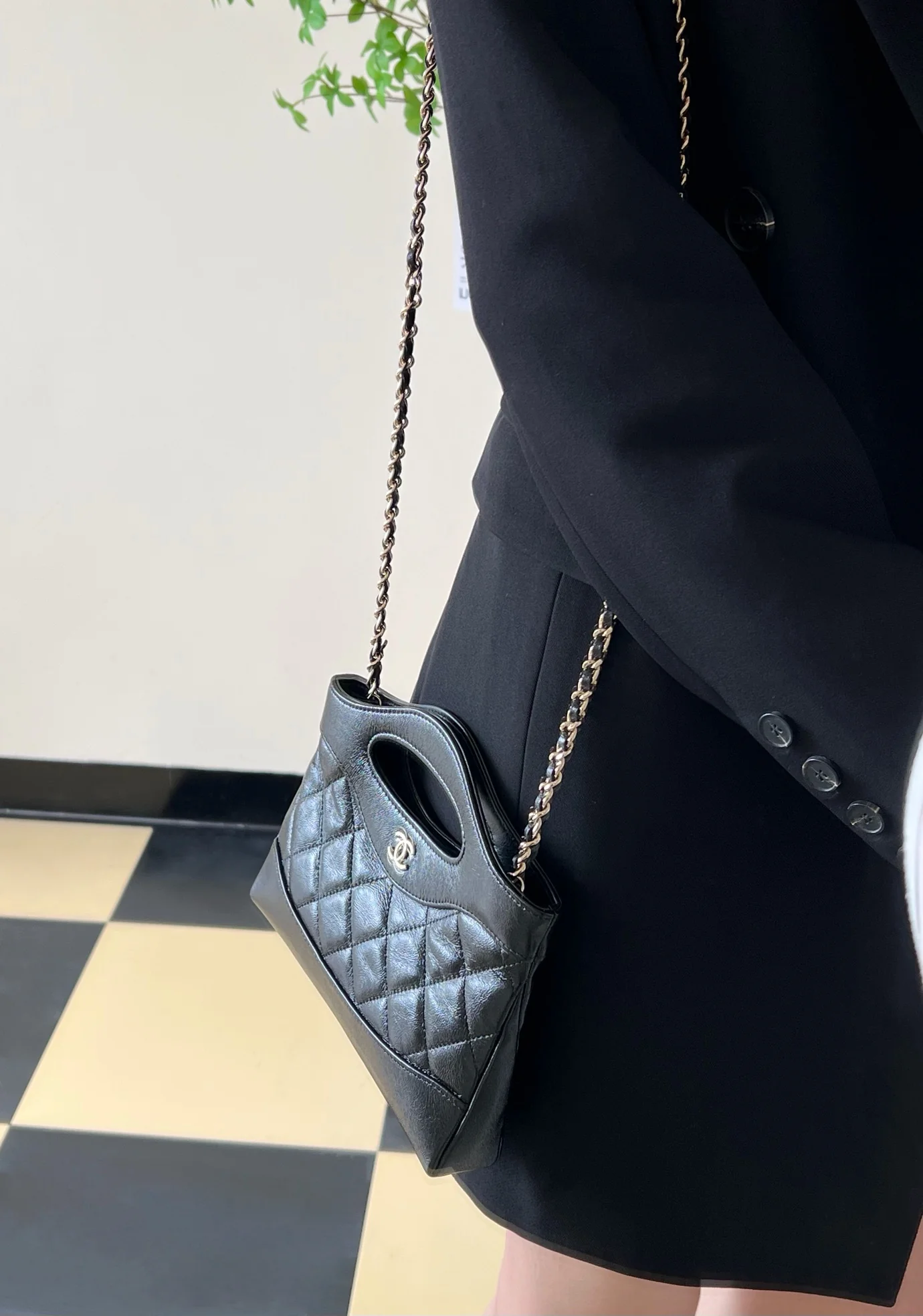 Сумка Chanel Nano 31 - Миниатюрная горизонтальная версия - Черная