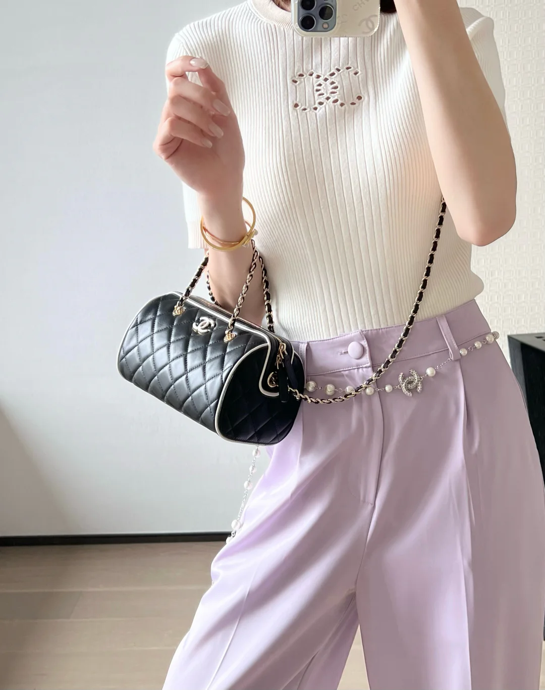 Мини-шар для боулинга из овечьей кожи, весенне-летний, 25 пенсов, с черно-белыми краями.