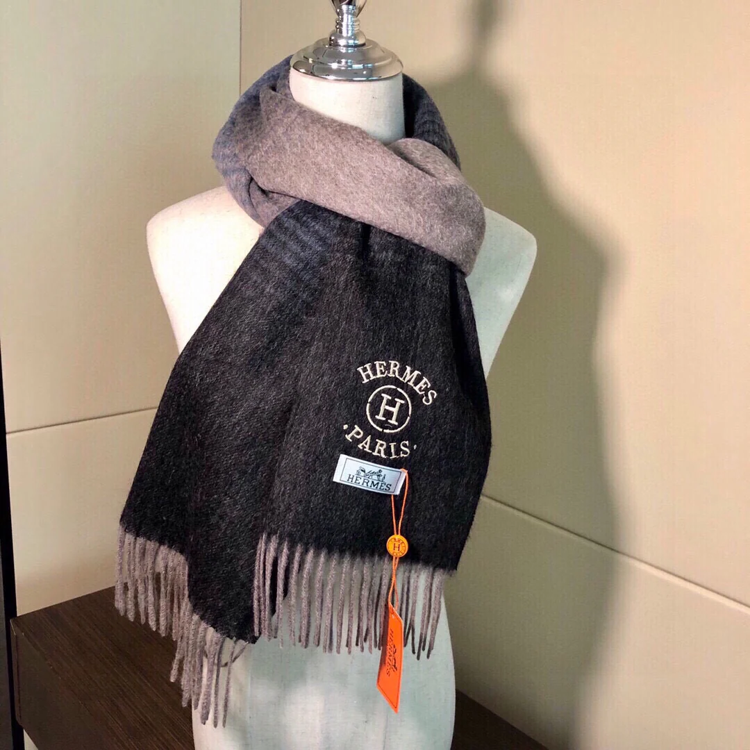 Кашемировый шарф Hermes с градиентным рисунком - 32 см - 180 см