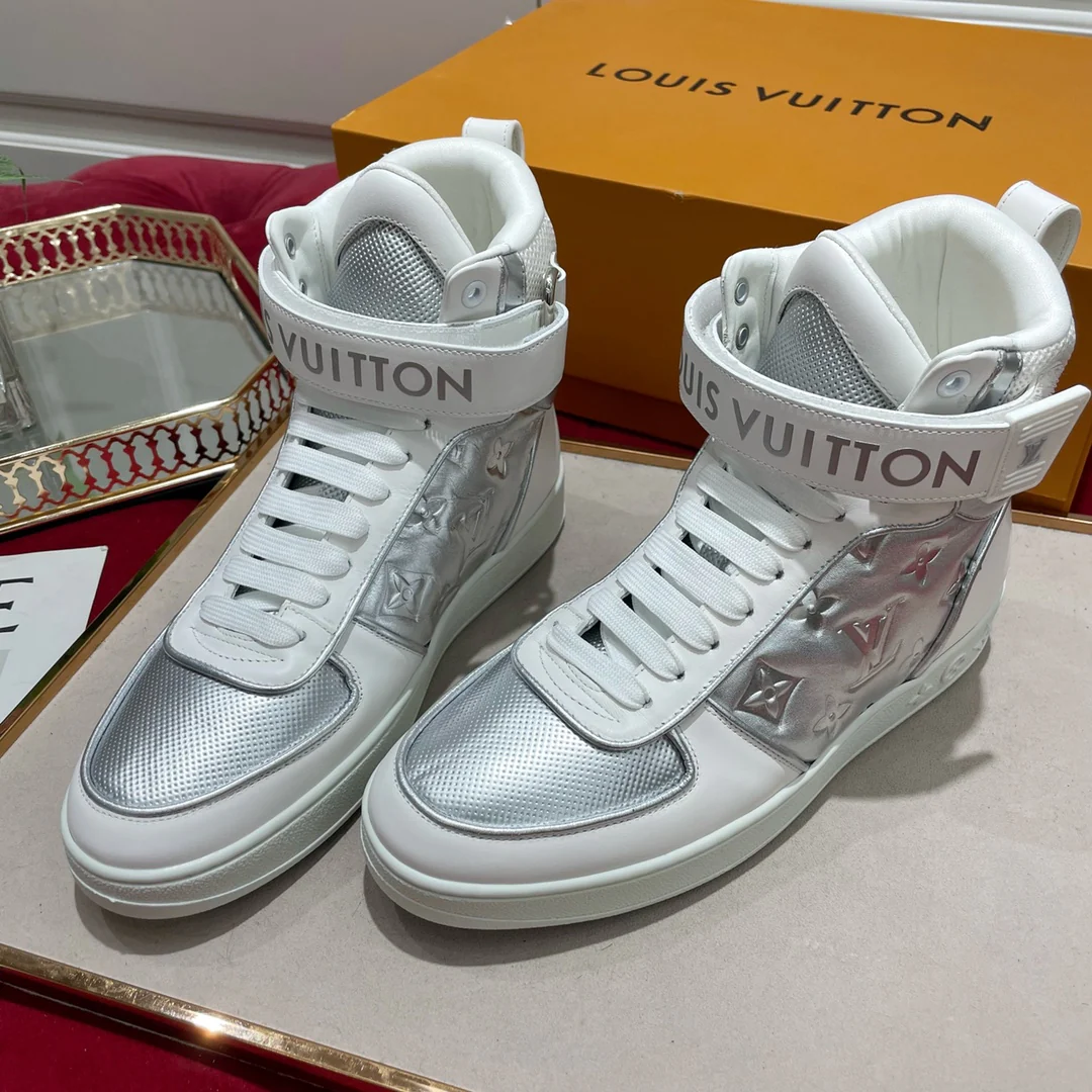 Обувь LV - кроссовки LV - высокие - повседневная обувь - серебристый