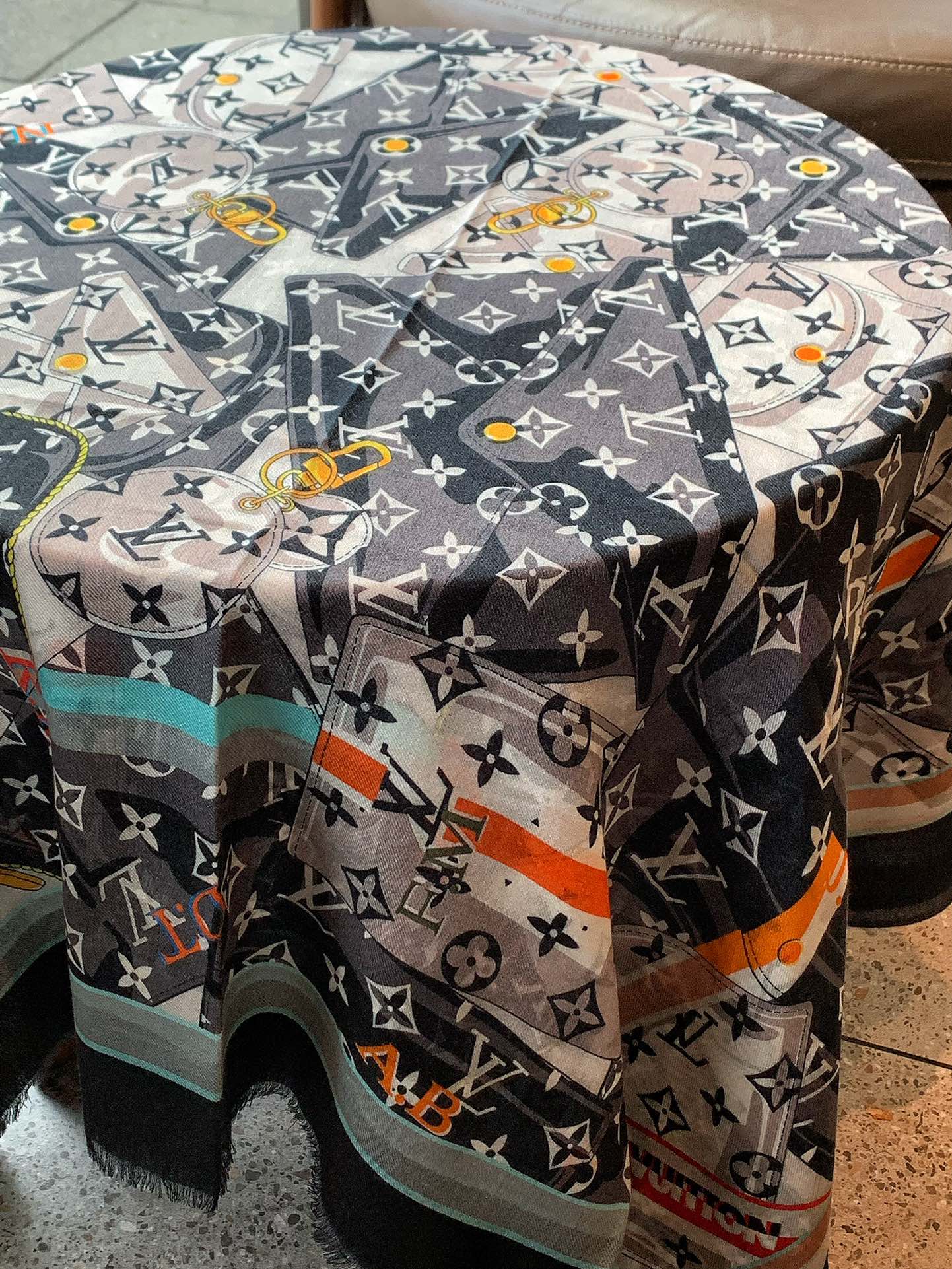 Длинный шарф LV с узором в виде кошелька - 110-200 см - 100% кашемир