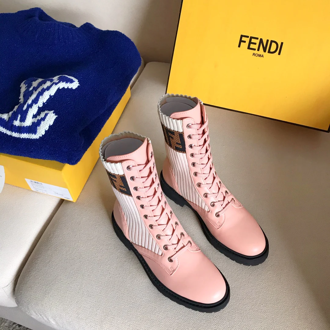 Ботинки-носки Fendi до середины икры - розовые