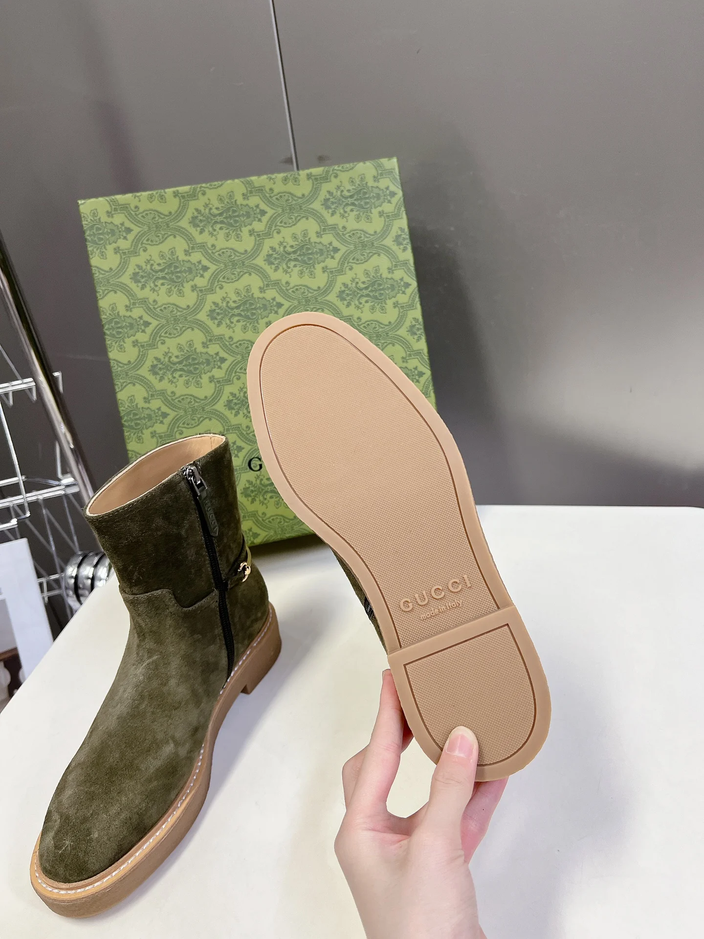 Ботинки для верховой езды Gucci 2024 - темно-зеленые - 1