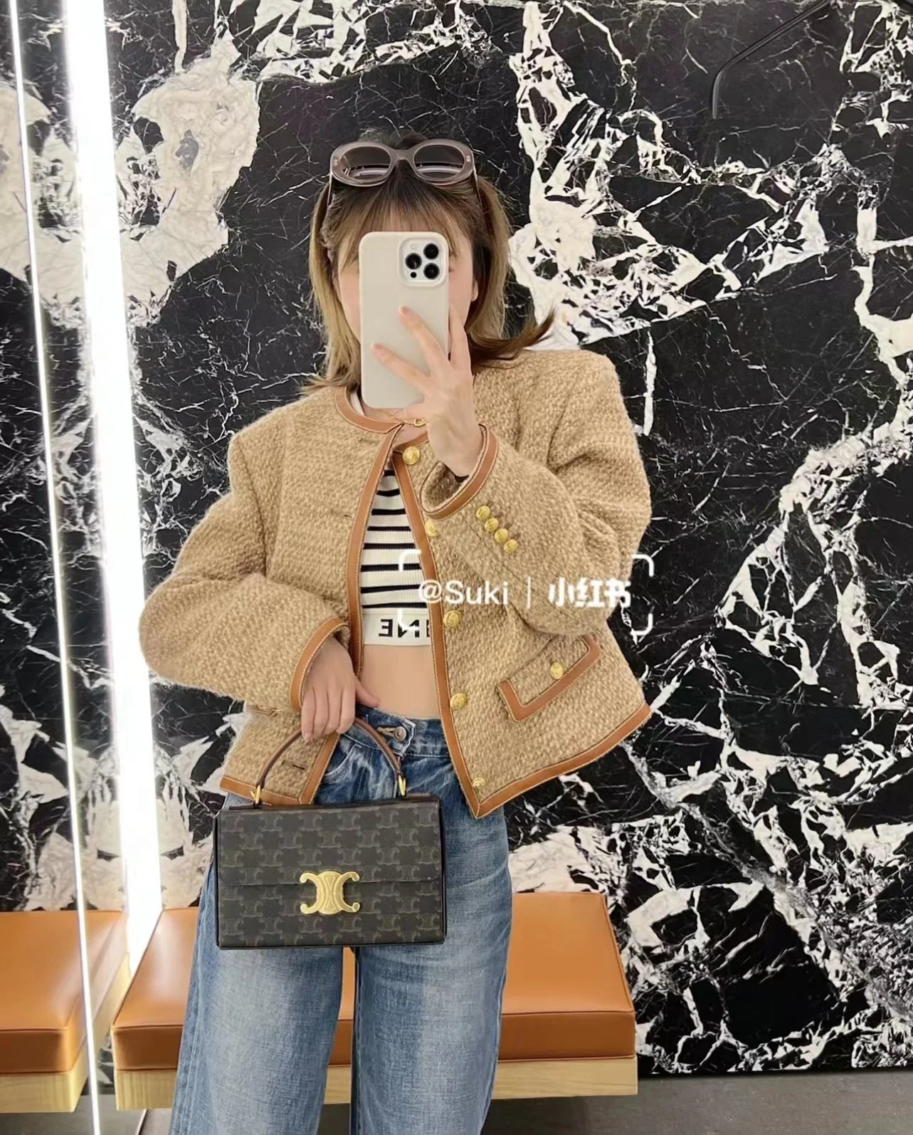 Сумка Celine Box Triomphe - Monogram, коричневая.