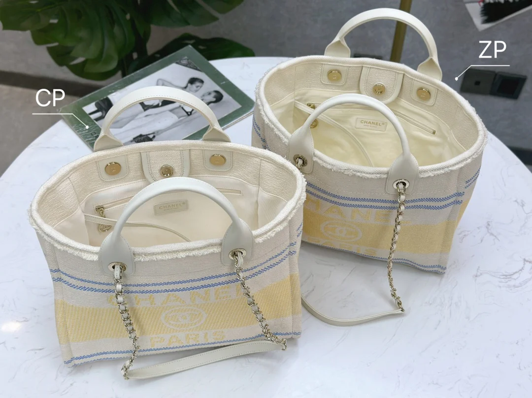 Пляжная сумка Chanel 25c, косметичка, ярко-желтая.