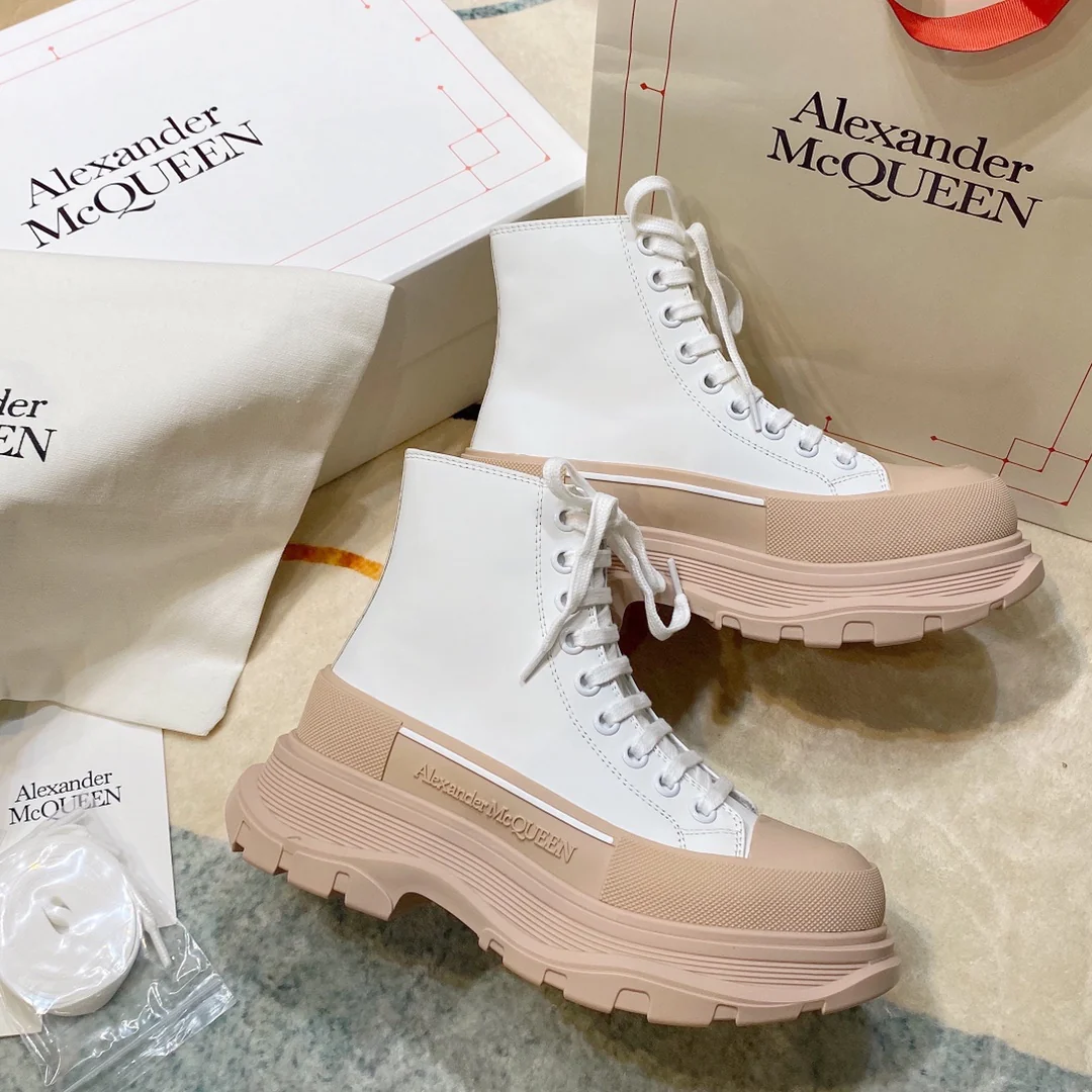 McQueen - Туфли на каблуке с задником цвета молочного чая - Высокие - Белые кроссовки