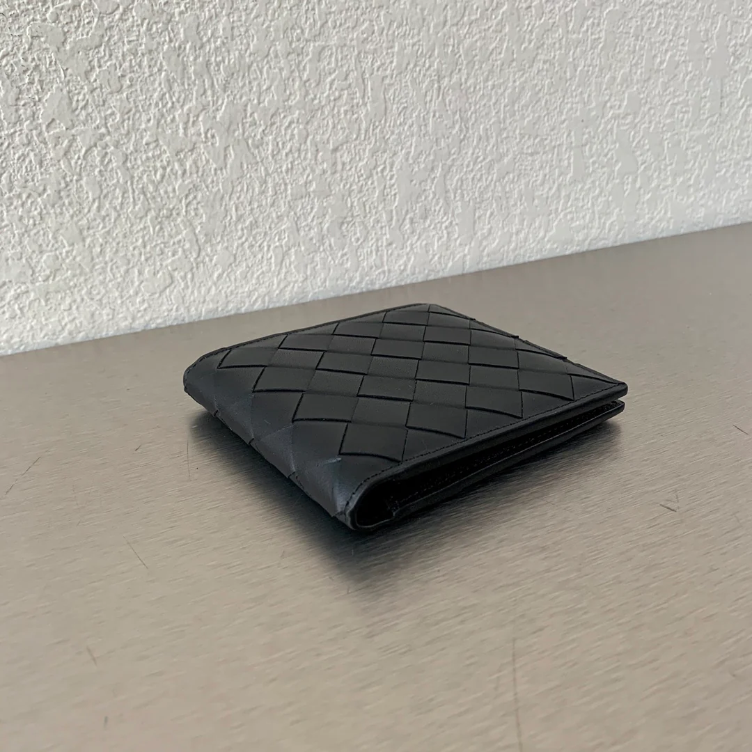 BV-大编织格子 短夹 羊皮 12×12cm