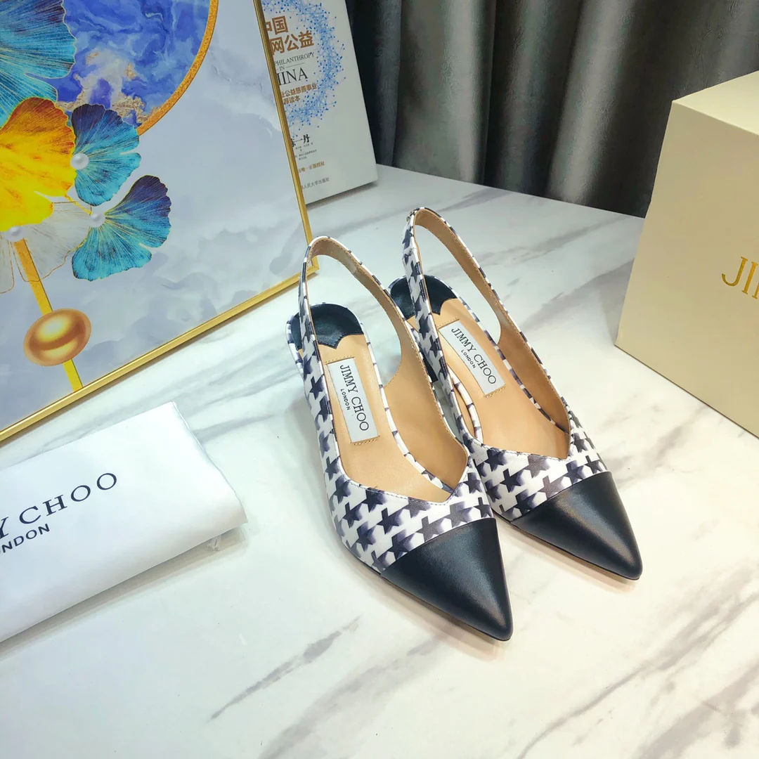 Сандалии на низком каблуке Jimmy с узором ?гусиная лапка?